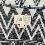 Jolt Black and White Geometric Zig Zag Hooded Poncho Vest Women's Large Photo 2