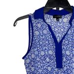 The Limited  Collared Tank Top Size XS Blue White Floral Womens 100% Polyester‎ Photo 2