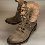 Aetrex  Brooklyn Leather‎ Boots Green Khaki Faux Fur CB114 EU 39 Women’s 8.5 Photo 0