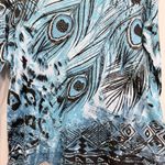 Jess & Jane Blue White Gray Floral Cotton Top with Rhinestones Size Small NEW Photo 6