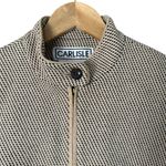 Carlisle Vintage 90s Woven Wool Blazer Jacket Tan Black High Collar Zip Up, Sz 4 Photo 1