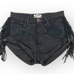 One Teaspoon VHTF: ☻︎ OOAK Vintage Western Suede Fringe Bandits Shorts ☻︎ Black Photo 3