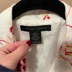 Anne Carson Vintage 90s Y2K  Linen White Floral Embroidered Button-Up Vest Top Photo 1