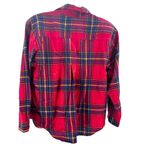 Pink Blue plaid Button Down flannel Shirt M women’s colorful casual fall bright Size M Photo 1