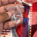 Country Store 1X Plaid Patriotic Shirt Red White Blue Heart Print Cotton Top Photo 6