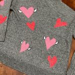 Lou & grey Gray Sweater Red Pink Winged Hearts Womens Small Photo 5