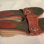Clarks  Artisan Red Leather Rope Wedge Sandal Slides  Buckle Size 10M Bin2 Photo 0