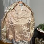 Karen Miller NY Vintage Brocade Jacquard Baroque Print Floral Embroidered Brooch Pin closure Fit Flare Overlay light weight fall Work business well made stunning shiny fabric funky indie street blazer jacket Photo 4