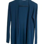Eileen Fisher Tencel Cardigan Sweater Womens Medium Blue Ribbed Open Front Photo 0