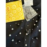 Quacker Factory Womens Medium Black Beaded Cardigan Sweater Pearls NWT Photo 3