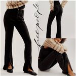 We The Free  Jeans Size 25 Free People Crvy Mona High Rise Flare NWT Black Slit Photo 1
