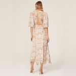 ALLSAINTS Aspen Momo Dress Womens Lavender Floral Midi V-Neck Open Back 4 Photo 1