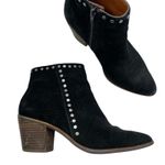 Lucky Brand Black Suede Studded Ankle Boots Stacked Heel Booties Womens 7 Fall Photo 0