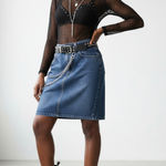 1980s Gitano express size 24x19 stone wash knee length denim skirt Blue Photo 0