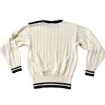 Russ Vintage Crewneck Sweater Womens Size Small Cream Navy Nautical Blue Photo 1