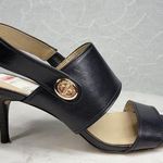 Coach Marla Slingback Heels Womens 7 Black Leather Turn Lock Open Toe Sandals Photo 0