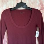 Old Navy Maroon Snug Long-Sleeve Scoop Neck Ribbed T-Shirt Photo 2