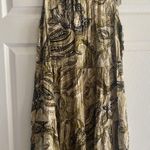Calvin Klein Womens 10 Tan Paisley Sleeveless Smocked Knee Length Dress Church Photo 0