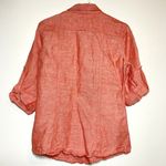 Max Studio  Linen Button Up Top Long Sleeve  Salmon Orange Small Photo 3