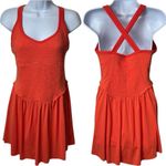 Free People NEW Movement Smockin Hot Mini Athletic Dress w/ Shorts Orange L Photo 1