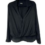 Reformation Black 100% Silk Drape Front Button Closure Blouse Sz M Photo 1