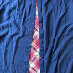 Jolt Plaid Cap Sleeve Contrast Button Back Top in Red/White/Navy/Gray - Medium Photo 11