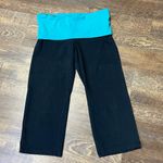 PINK - Victoria's Secret Y2K Victorias Secret PINK Foldover Black Teal Yoga Crop Leggings Capri Medium Photo 1