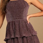 Lulus Lulu’s Sweetest Soiree Black and Pink Metallic Pleated Mini Dress Medium Photo 0