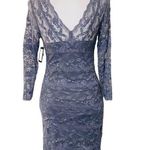 MARINA Gunmetal Lace Long Sleeve Casual Engagement Wedding Elegant Petite Dress Size 4P Photo 2