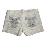 Juniors DO DENIM White Low Rise Cuffed Rhinestone Embellished Jean Shorts Size 9 Photo 1