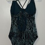 All In Motion Teal Snake Print One Piece Tie Back Swimsuit Women’s XL Photo 3