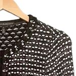 White House | Black Market WHBM Tweed Knit Cardigan Black & White Sweater Blazer Jewel Trim Size Small Photo 3