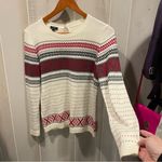 Talbots Cute creamy chevron stripe  cashmere blend crew neck sweater classic soft Photo 5
