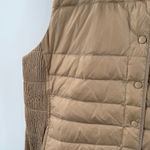 J. Jill Down Vest Size Large Quilted & Smocked Puffer Winter Fall Lightweight Tan Photo 5