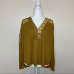 Free People  Lola Lace Trim V-neck Long Sleeve Oversized Tee Size XS Photo 3