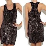 Vince Brown Sequin Shift Mini Dress Scoop Neck Racerback Women’s Size 6 Photo 1