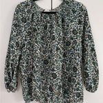 LOFT Outlet Petite Floral Print Smocked Neck Long Sleeve Blouse Women's MP Green Size undefined Photo 0