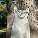 White Formal Maxi Split Leg Jumpsuit Gown Size M Photo 10