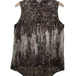 Chico's Leopard Print Semi-Sheer Button Up Sleeveless Collar Tank Blouse Top Photo 0