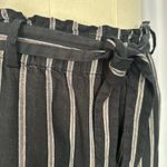 J. Jill Black & Gray Stripe Wide Crop Paper Bag Waist Pants (1063) Size L Photo 5