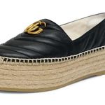 Gucci GG Nappa Matelasse Marmont Black Leather Platform Espadrilles Photo 0
