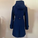 London Fog Women's Navy Trench Coat Sz L Wool Blend Hooded Winter preppy Jacket Photo 5