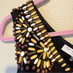 Trina Turk Black One Shoulder Mini Dress Womens 2 Wood Bead Classic Summer Vaca Photo 3