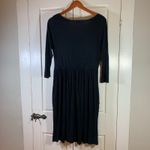 Fresh Produce Black 3/4 Sleeve Midi Dress L USA Boho Minimalist Soft Stretch Photo 1