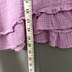 Free People Purple Gauze Cotton Short Sleeve Ruffle Cropped Boho Top S Photo 4