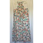 Nine West  Size XXL Floral Maxi Dress Halter Ruffle Bottom Fully Lined Coral Teal Photo 1