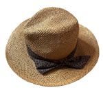 Loft Wicker Woven Hat Fedora Summer Leopard Spotted NWT Small Medium Photo 0