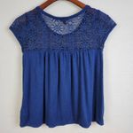 Aeropostale Lace Trim Cap Sleeve Blouse Top Blue S Photo 1