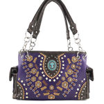 Turquoise Cross Gold Flower Women's Handbag Purse Purple Photo 0