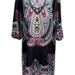 Funky People Bohemian Print Black Dress Mid Length Sleeves Fits Size Large Photo 3